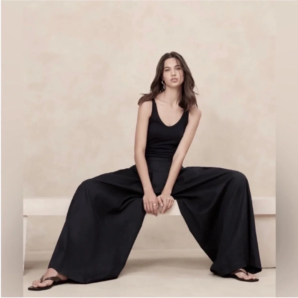 NWT! Banana Republic Black Linen-Blend Palazzo Pant - Multiple Sizes🩵